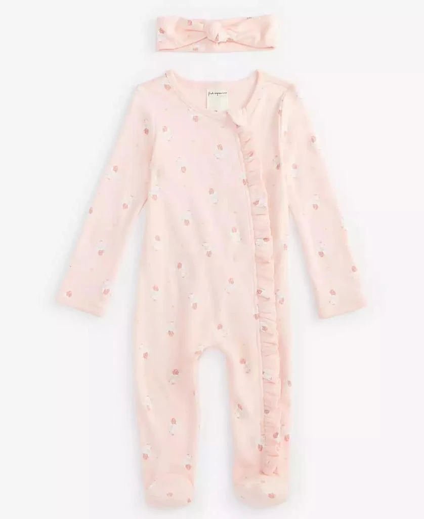 商品First Impressions|Baby Girls Tiny Dancer Cotton Footed Coverall & Headband, 2 Piece Set, Created for Macy's,价格¥94,第2张图片详细描述