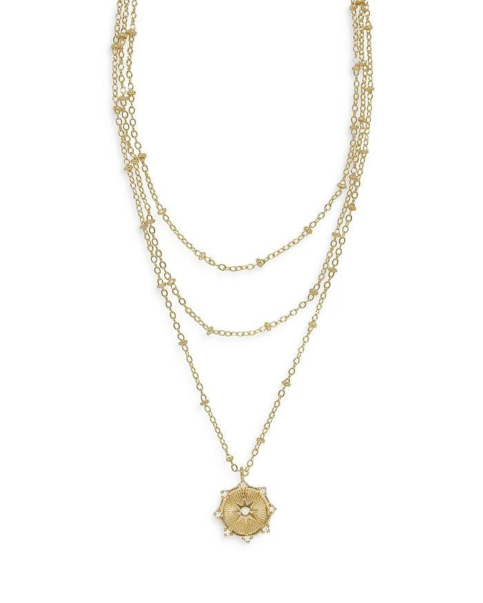 商品Ettika Jewelry|Compass Keepsake Layered 18K Gold Plated Necklace, 14-17",价格¥392,第1张图片详细描述