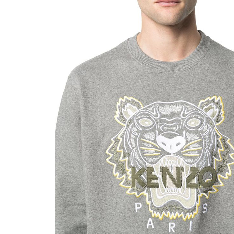 KENZO 男士灰色虎头圆领卫衣 FB55SW1104XA-95商品第2张图片规格展示