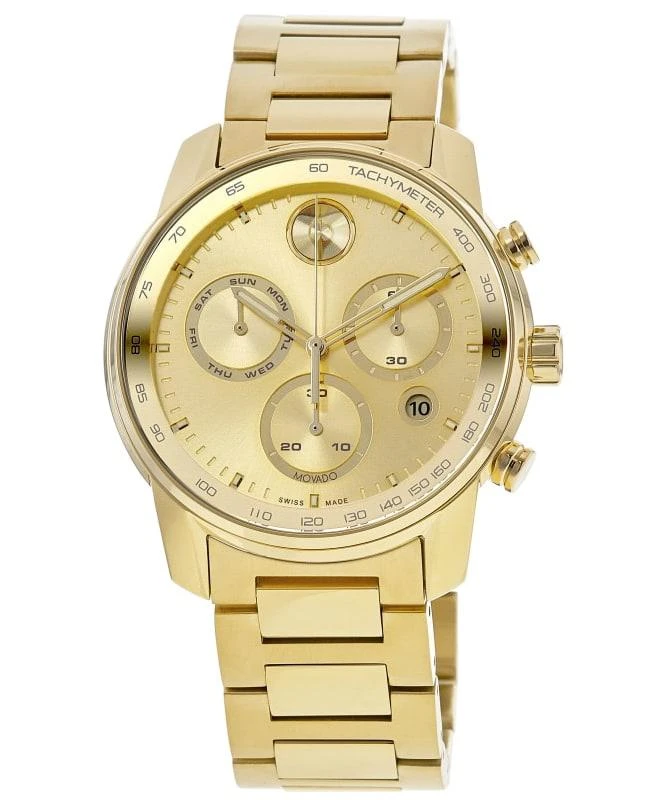 商品Movado|Movado Bold Verso Gold Chronograph Dial Gold Steel Men's Watch 3600866,价格¥5760,第1张图片