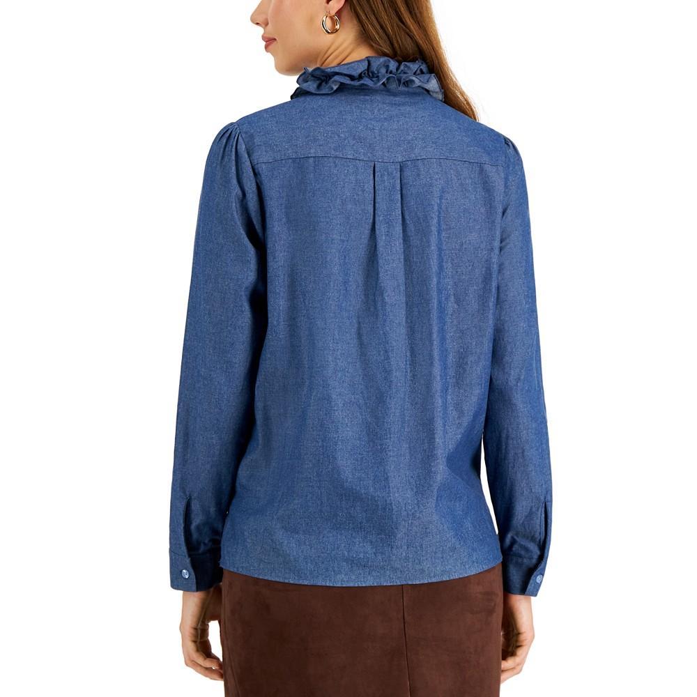 商品Tahari|Women's Cotton Ruffle-Front Button-Down Top,价格¥424,第4张图片详细描述