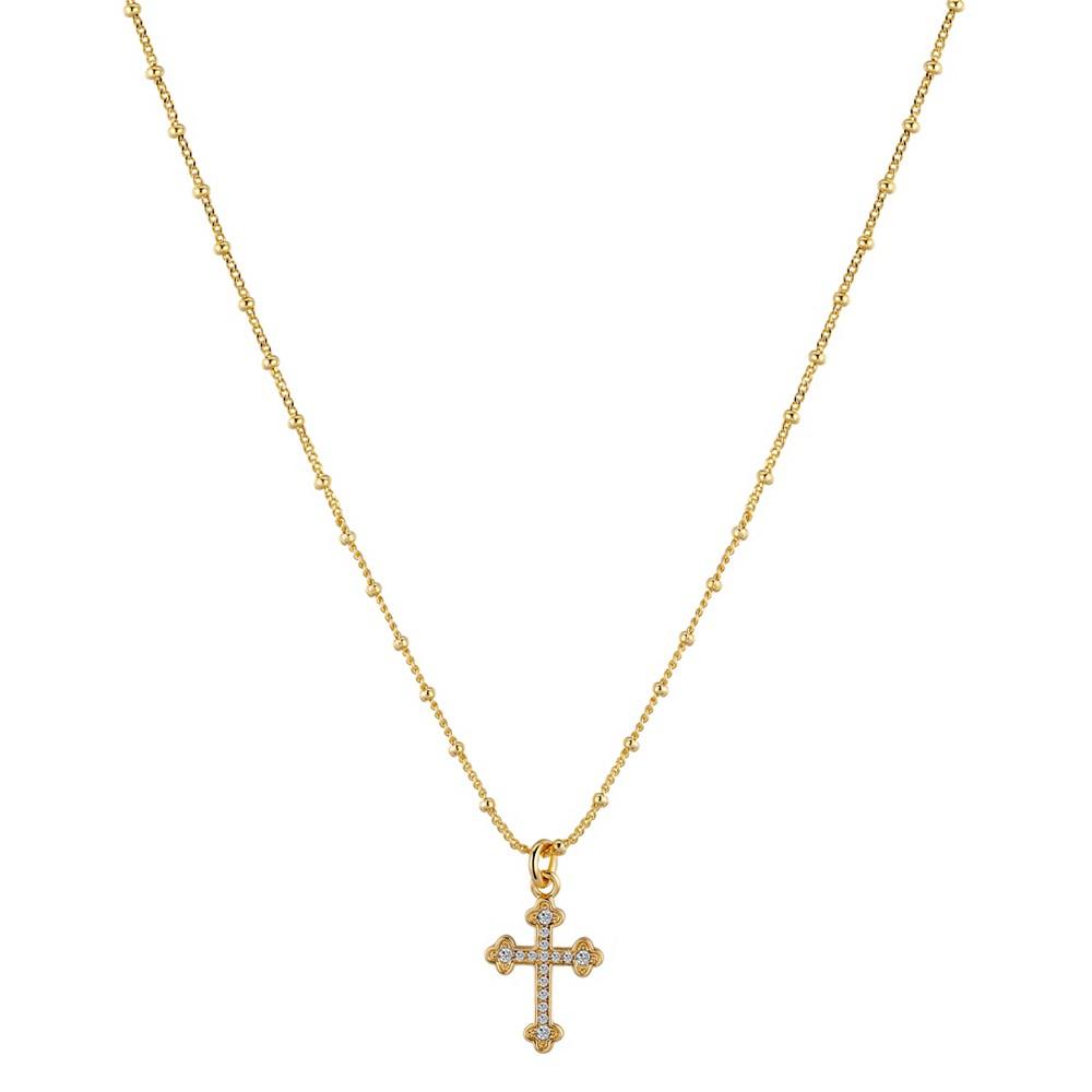 14k Gold Plated Crystal Cross Pendant Necklace商品第1张图片规格展示