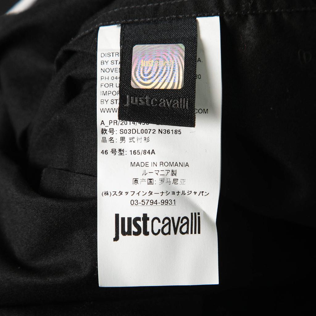 Just Cavalli Black Cotton Button Front Long-Sleeve Shirt S商品第5张图片规格展示