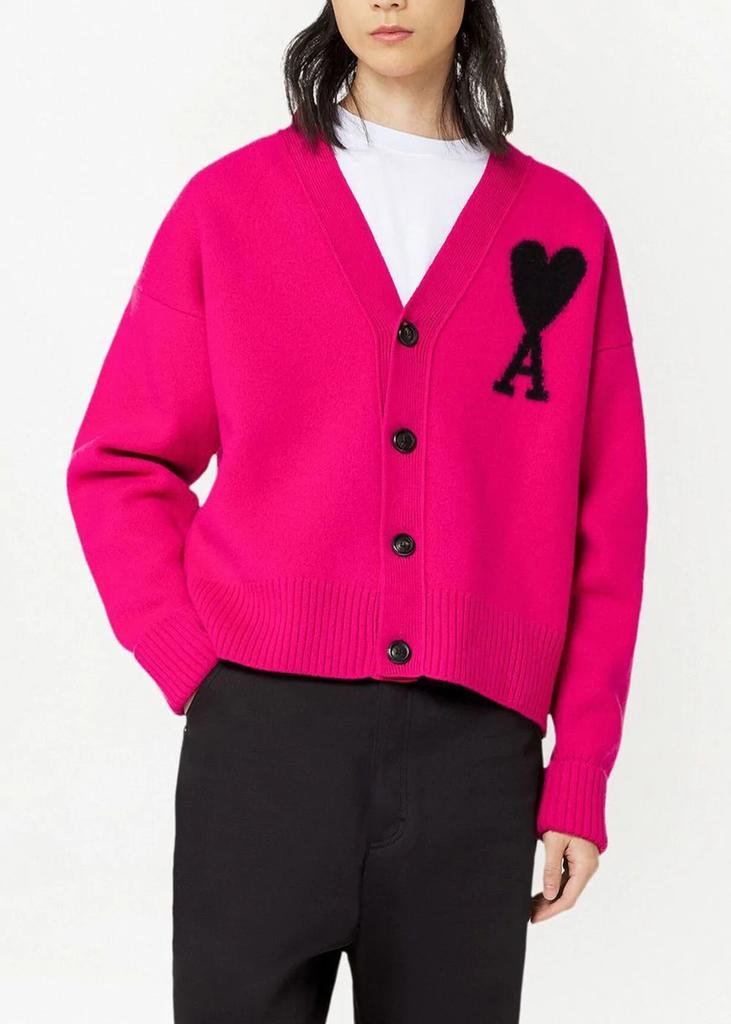 AMI Alexandre Mattiussi Pink Ami De Coeur Cardigan商品第3张图片规格展示