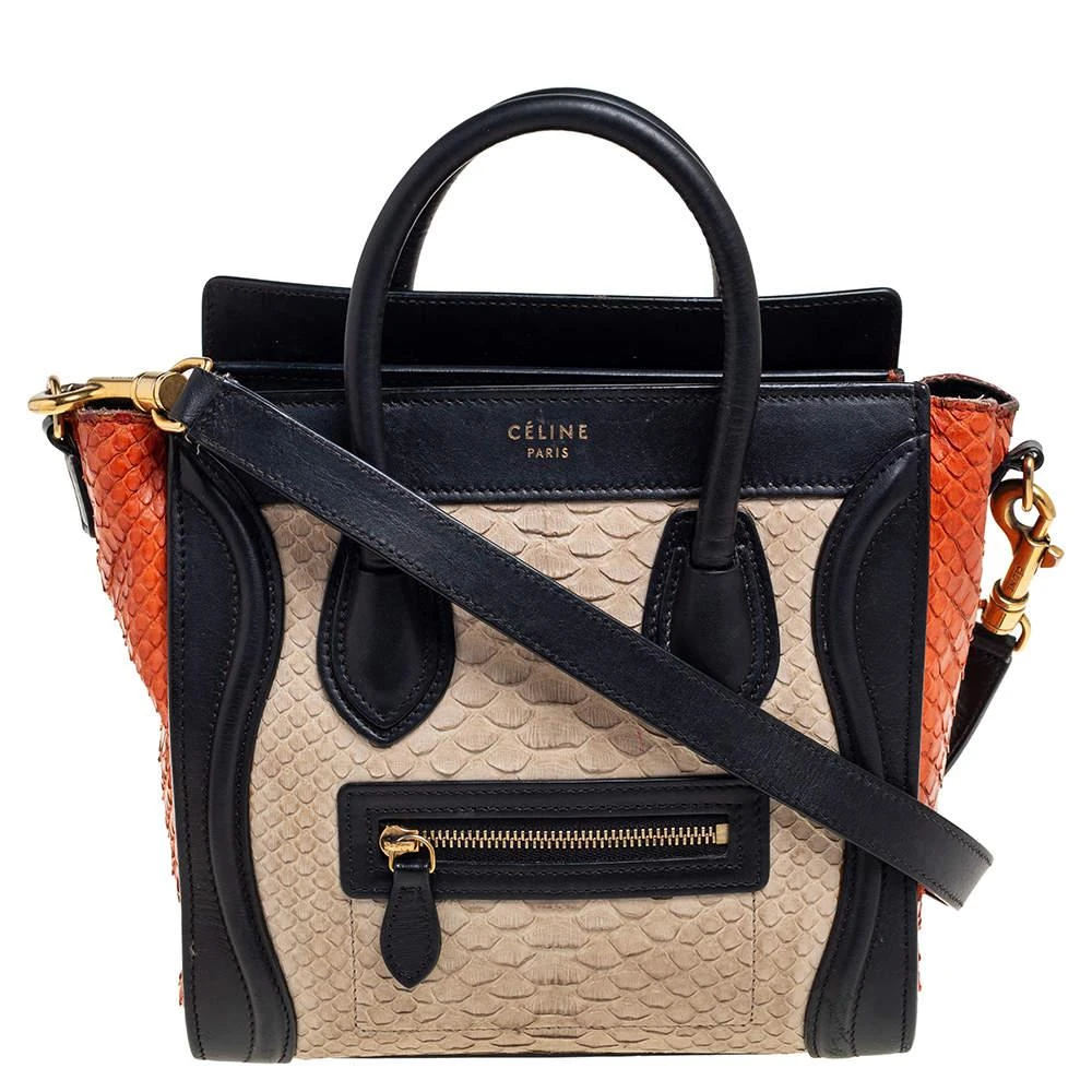 商品[二手商品] Celine|Céline Tricolor Python Leather and Leather Trim Nano Luggage Tote,价格¥6174,第1张图片