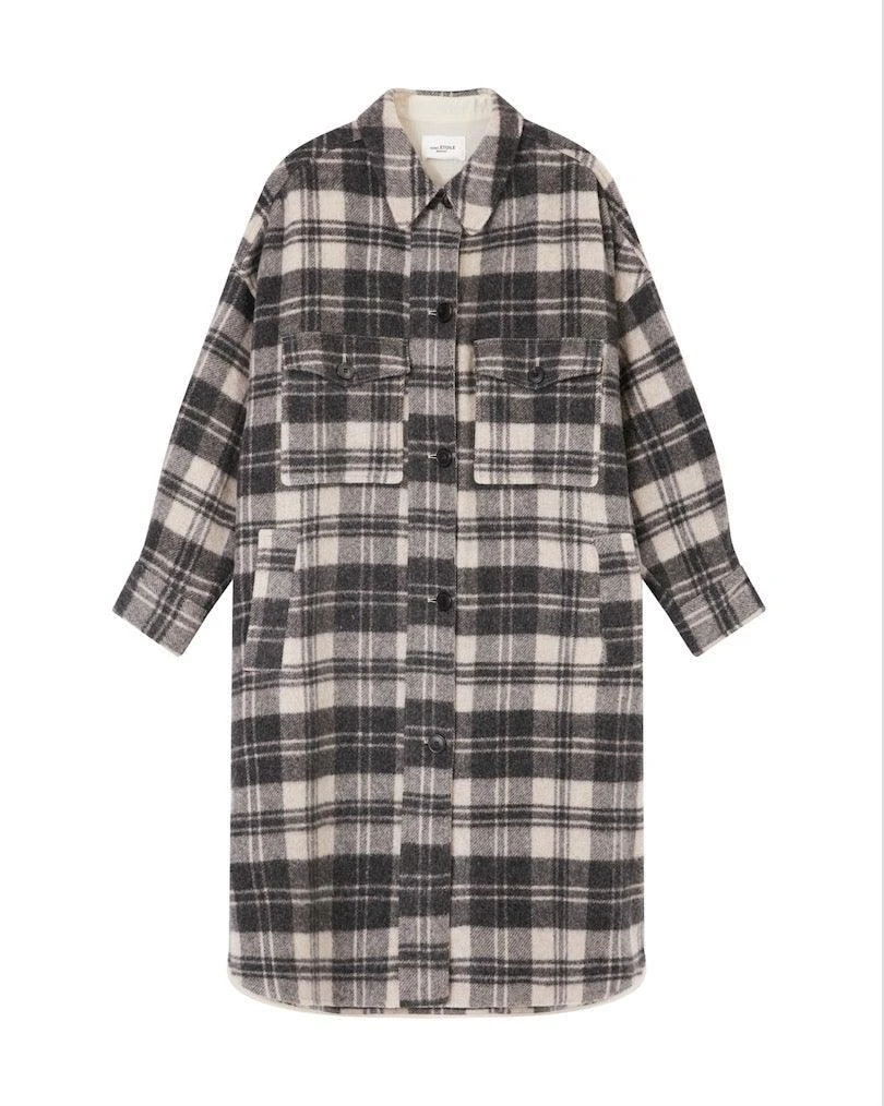 商品Isabel Marant|Fontia Black & Ecru Check Coat,价格¥2700,第1张图片