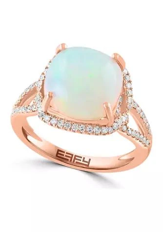 商品Effy|1 3 Ct. T.w. Diamond And Opal Ring In 14K Rose Gold,价格¥7932,第1张图片