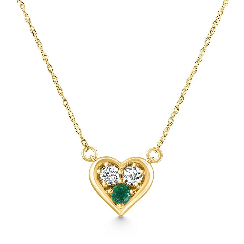 商品Pompeii3|1/2Ct Heart Shape Emerald & Diamond Pendant 10k Gold Women's Necklace lab Grown,价格¥2647,第1张图片