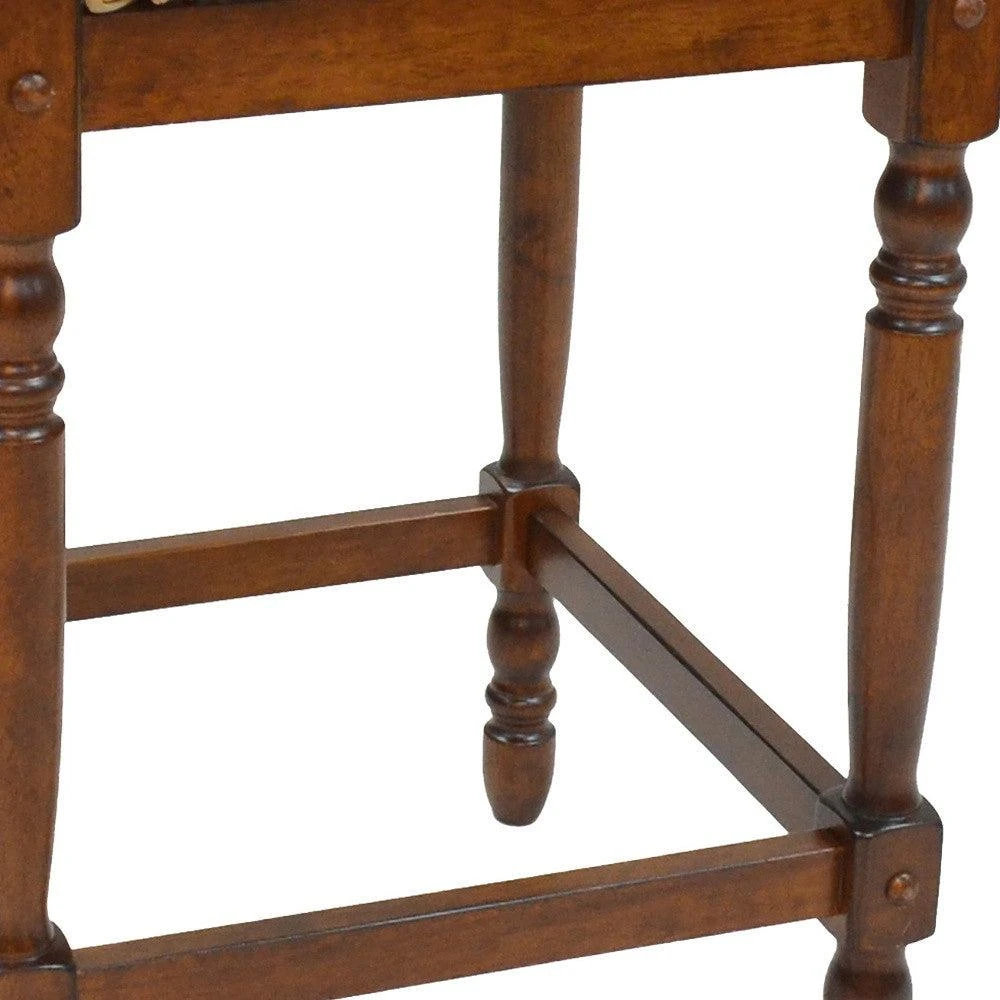 商品Homezia|24" Natural And Chestnut Solid Wood Backless Counter Height Bar Chair,价格¥924,第3张图片详细描述