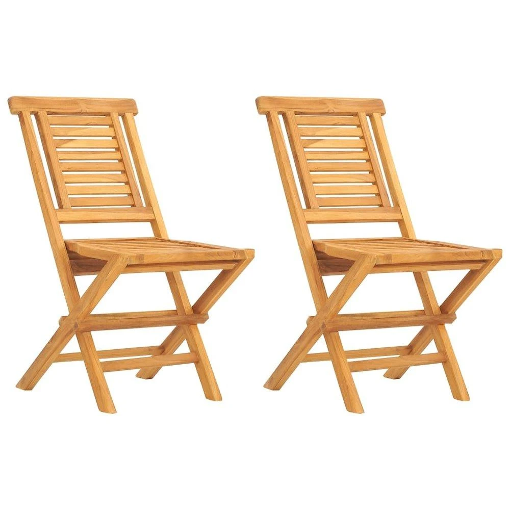 商品VidaXL|Folding Patio Chairs 2 pcs 18.5"x24.8"x35.4" Solid Wood Teak,价格¥1564,第2张图片详细描述