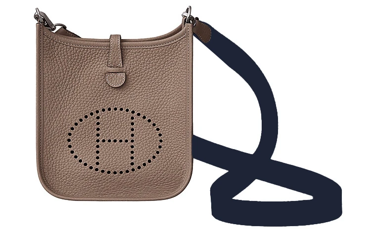 商品[国内直发] Hermes|爱马仕 Evelyne 16 伊芙琳银扣深蓝色肩带 Taurillon Clemence皮革 斜挎单肩包 迷你 女款 大象灰/靛蓝色,价格¥24786,第1张图片