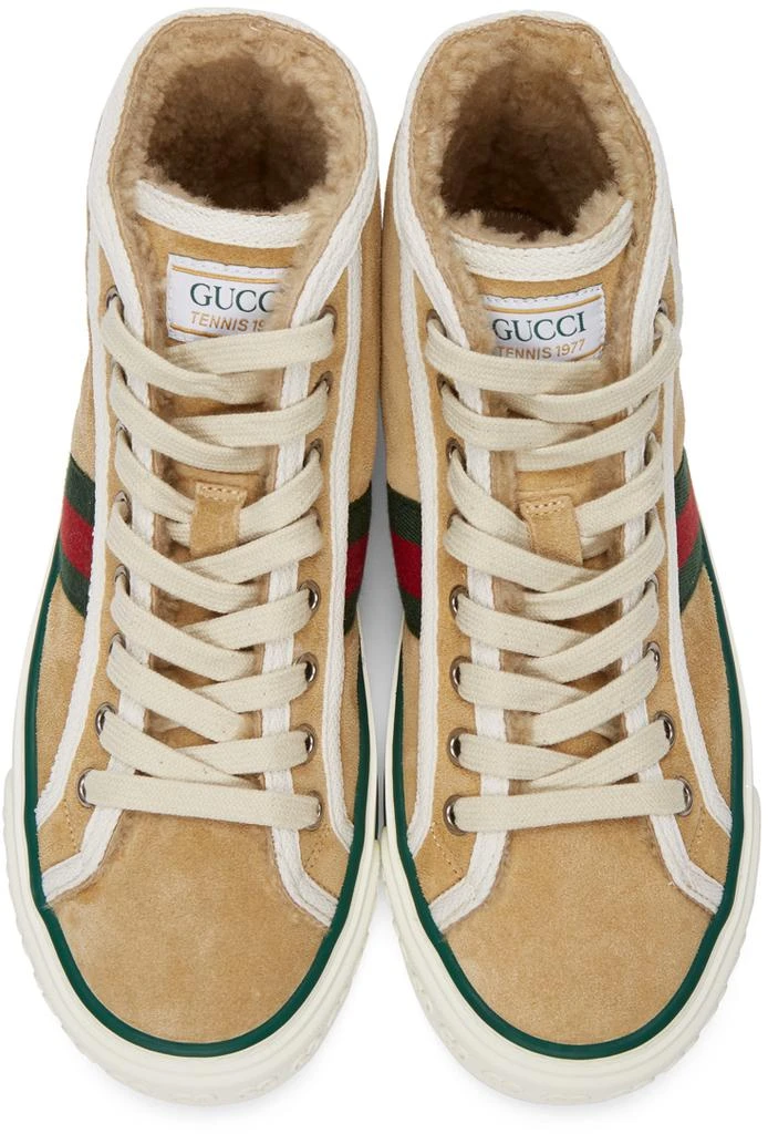 商品Gucci|Beige Suede 'Gucci Tennis 1977' High-Top Sneakers,价格¥6412,第5张图片详细描述