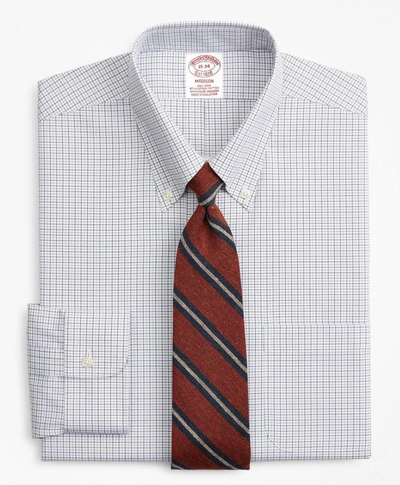 商品Brooks Brothers|Stretch Madison Relaxed-Fit Dress Shirt, Non-Iron Grid Check,价格¥373,第1张图片
