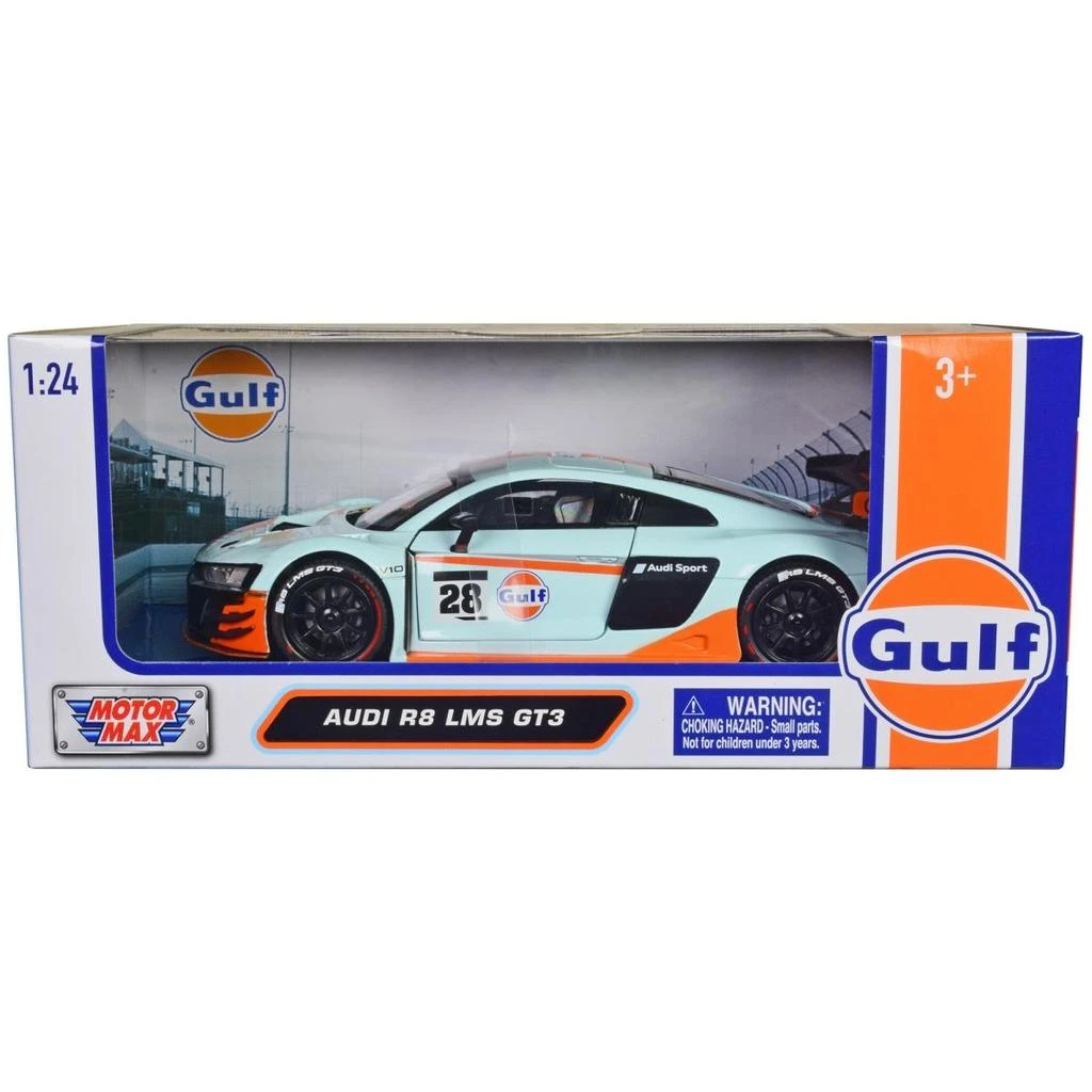 商品Motormax|1 to 24 Scale Audi R8 LMS GT3 No.28 Light Blue with Orange Stripes Gulf Oil Gulf Die-Cast Collection Diecast Model Car,价格¥385,第1张图片