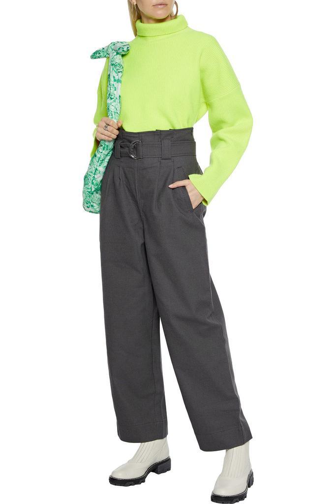 商品Ganni|Belted pleated cotton-blend twill straight-leg pants,价格¥805,第6张图片详细描述
