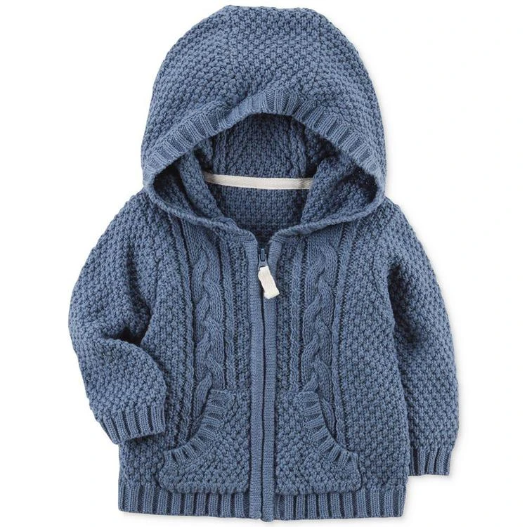 商品Carter's|Hooded Zip-Up Cable-Knit Cotton Sweater, Baby Boys,价格¥126,第1张图片