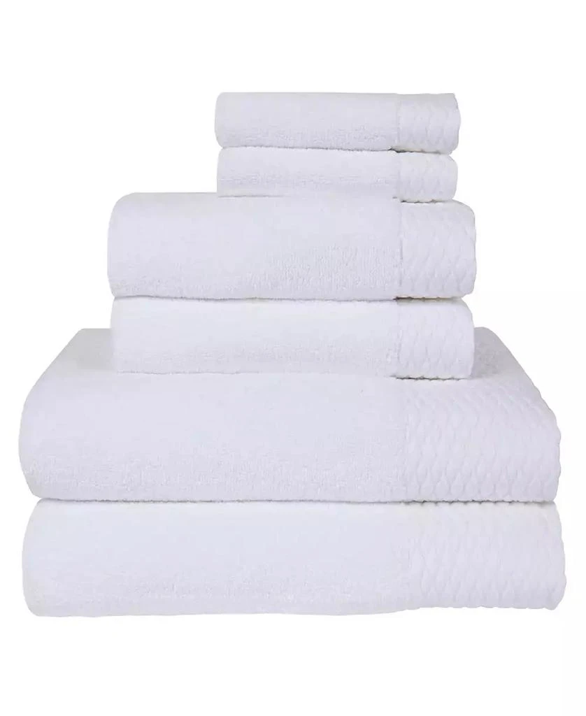 商品American Dawn|Kelso Solid with Wave Jacquard Cuff Bath Towel Set, 6 Piece,价格¥500,第1张图片