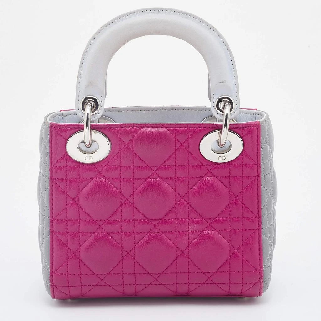 商品[二手商品] Dior|Dior Pink/Grey Cannage Leather Mini Lady Dior Tote,价格¥13463,第4张图片详细描述