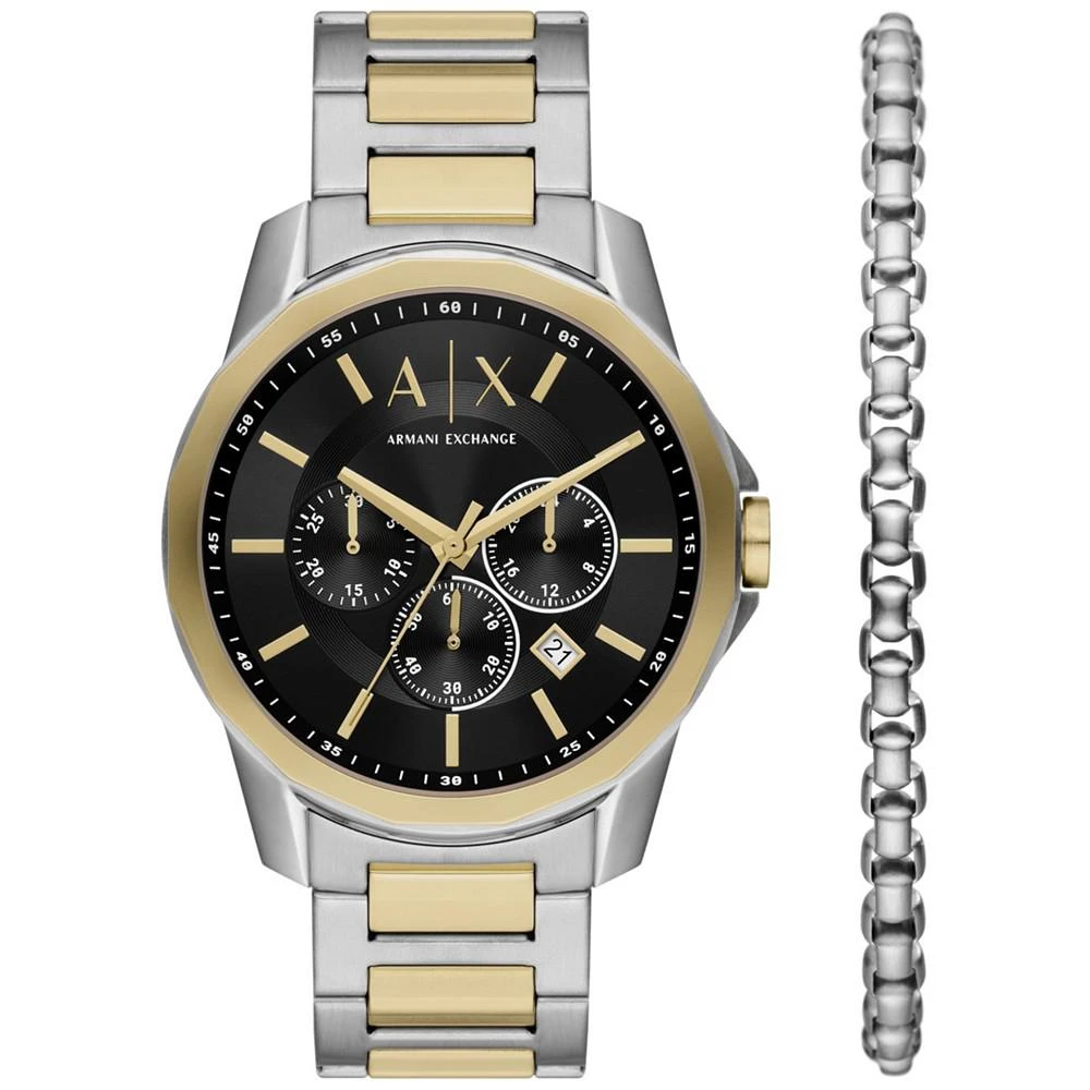 商品Armani Exchange|Men's Quartz Chronograph Multi Stainless Steel Watch 44mm Set, 2 Pieces,价格¥1266,第1张图片