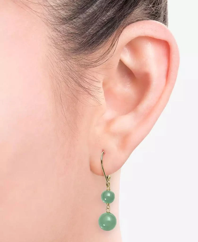 商品Macy's|Dyed Jade  (6 & 8mm) Beaded Drop Earrings in 14k Gold,价格¥748,第2张图片详细描述