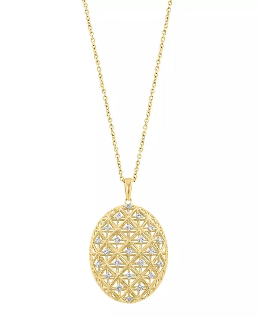 商品Effy|EFFY® Diamond Lattice Openwork Oval 18" Pendant Necklace (1/4 ct. t.w.) in 14k Gold,价格¥8505,第3张图片详细描述