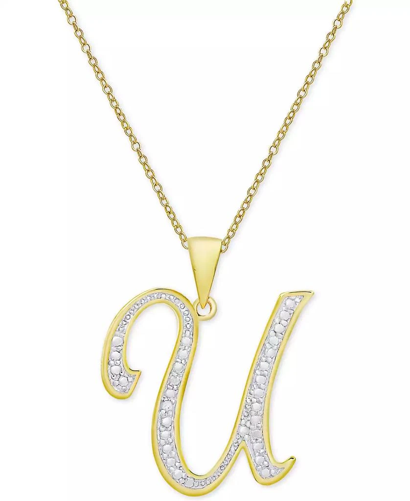 商品Macy's|Diamond Accent Script 18" Initial Pendant Necklace in Silver Plate, Gold Plate & Rose Gold Plate,价格¥178,第1张图片详细描述
