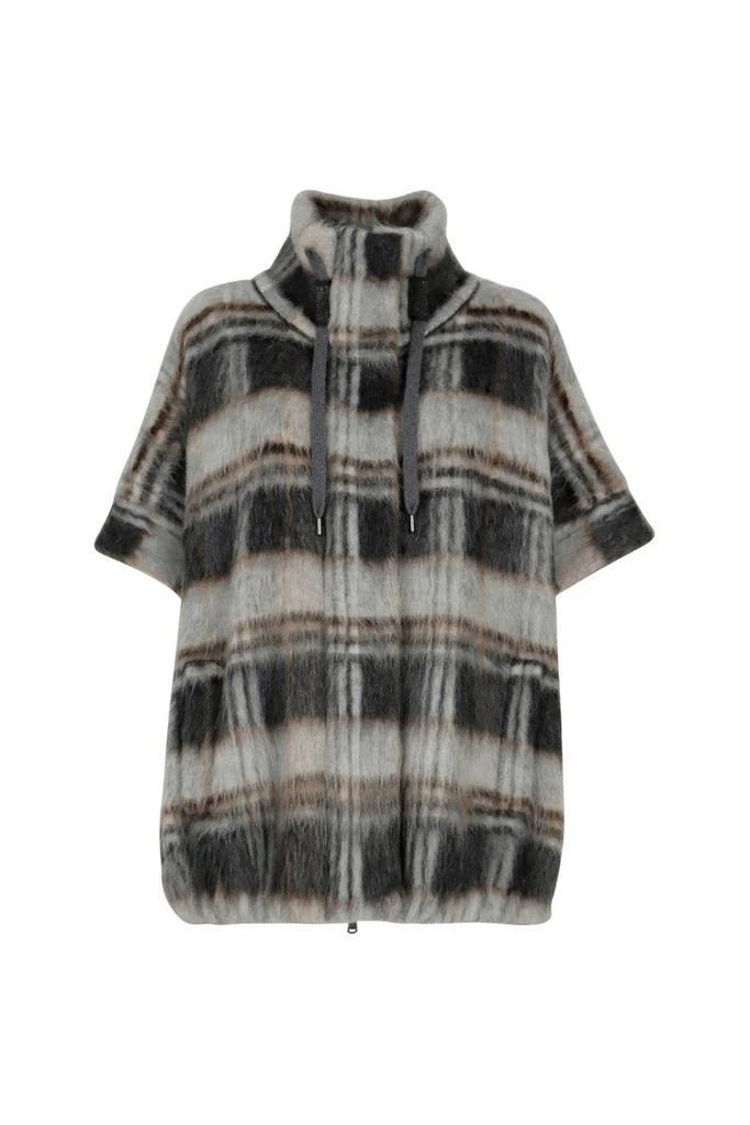 商品Brunello Cucinelli|BRUNELLO CUCINELLI Double Check Jacquard virgin wool and mohair knit outerwear with Precious Detail,价格¥23714,第1张图片