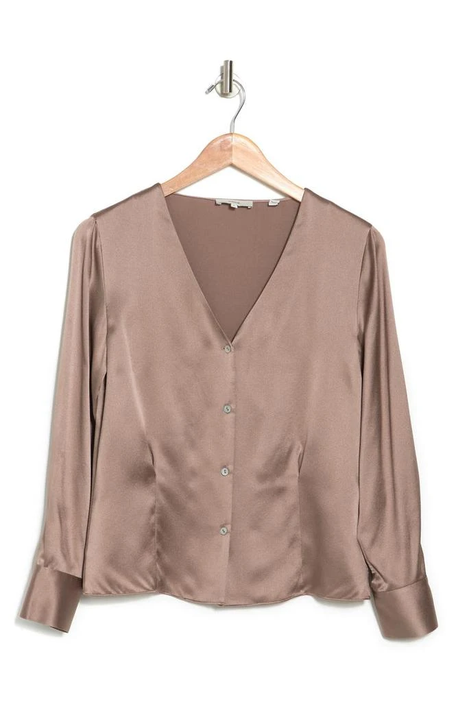 商品Vince|Long Sleeve V-Neck Silk Blouse,价格¥1390,第3张图片详细描述