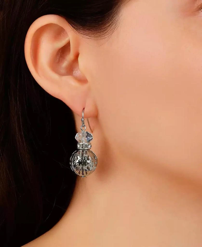 商品2028|Crystal Accent Filigree Ball Drop Earrings,价格¥144,第3张图片详细描述