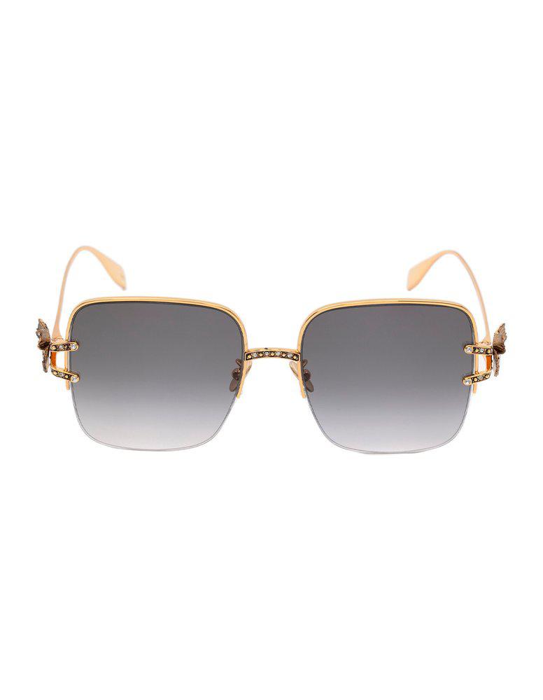 Alexander McQueen Butterfly Embellished Square-Frame Sunglasses商品第1张图片规格展示
