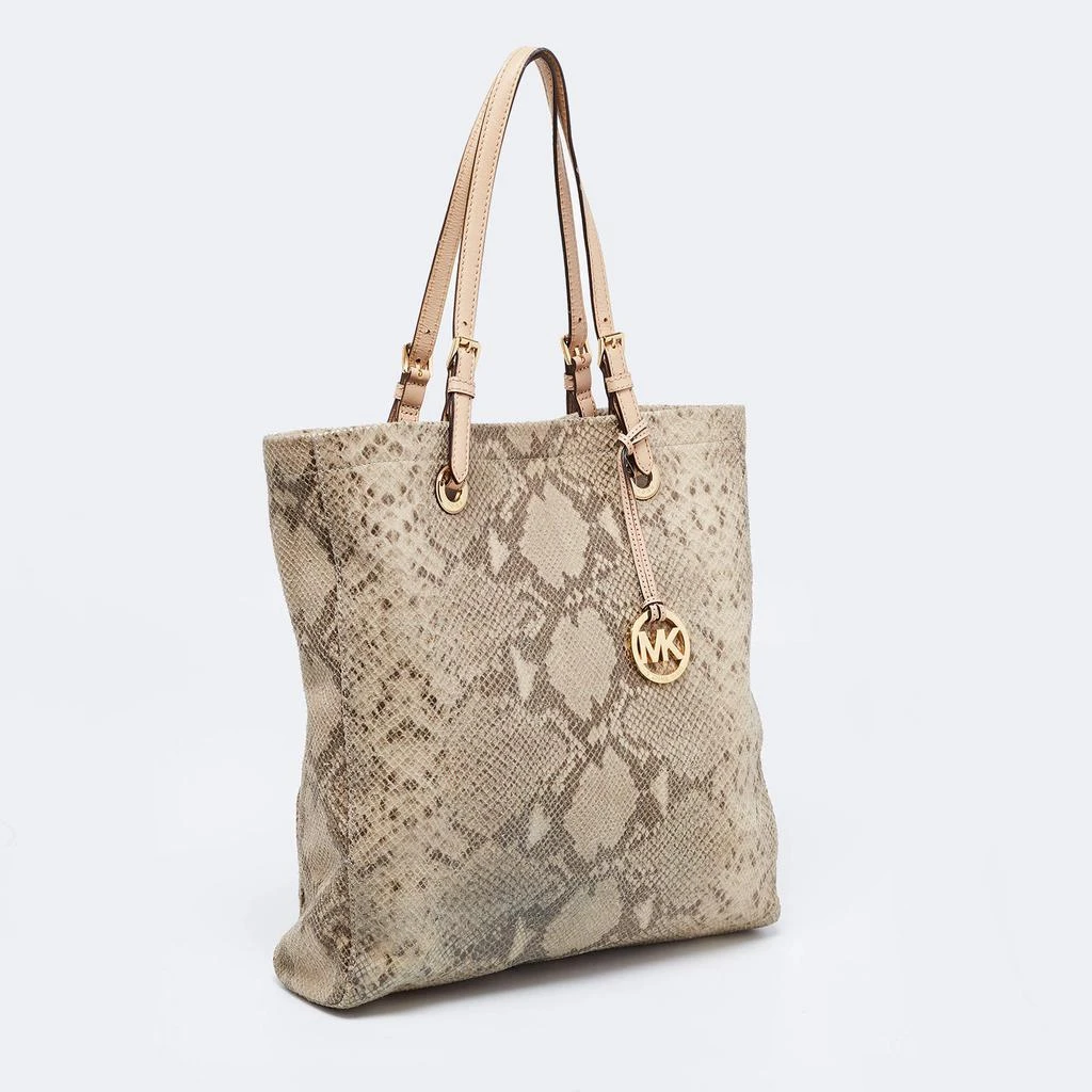 商品[二手商品] Michael Kors|MICHAEL Michael Kors Beige Python Embossed Leather Shopper Tote,价格¥813,第3张图片详细描述