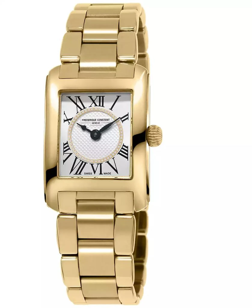 商品Frederique Constant|Women's Swiss Classic Carree Diamond (1/20 ct. t.w.) Gold-Tone Stainless Steel Bracelet Watch 23mm,价格¥11172,第1张图片