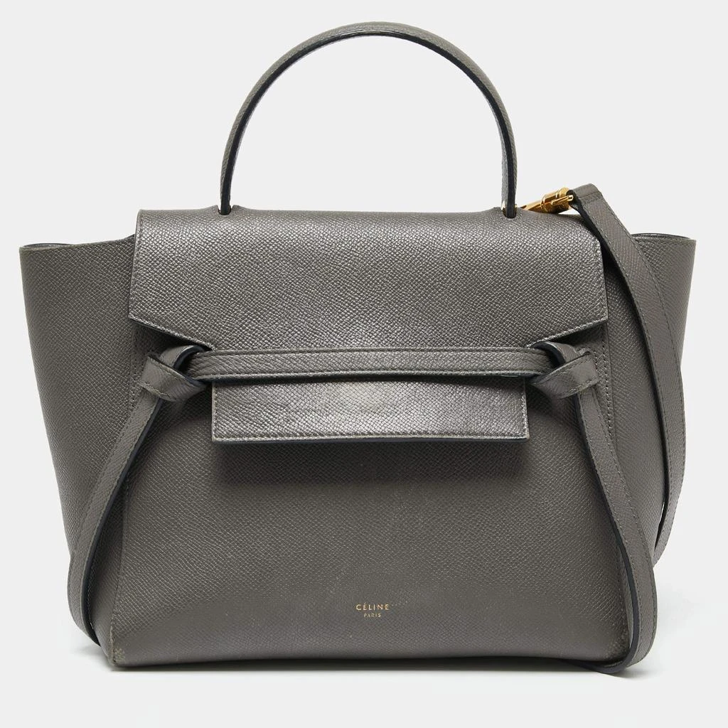 商品[二手商品] Celine|Celine Grey Leather Micro Belt Top Handle Bag,价格¥5544,第1张图片