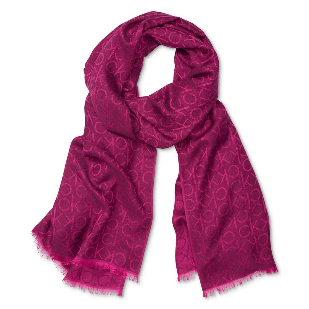 商品Calvin Klein|Monogram CK Logo-Print Pashmina Wrap Scarf,价格¥182,第1张图片