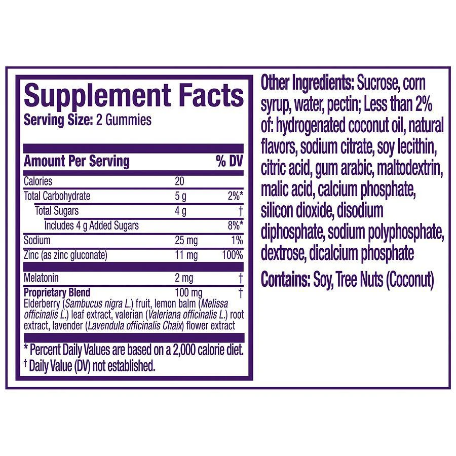 商品PURE Zzzs|Sleep + Immune Support Melatonin Sleep Aid Gummies with Elderberry, Zinc,价格¥142,第3张图片详细描述
