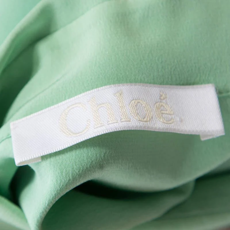 商品[二手商品] Chloé|Chloe Green Silk Long Sleeve Blouse M,价格¥1574,第5张图片详细描述