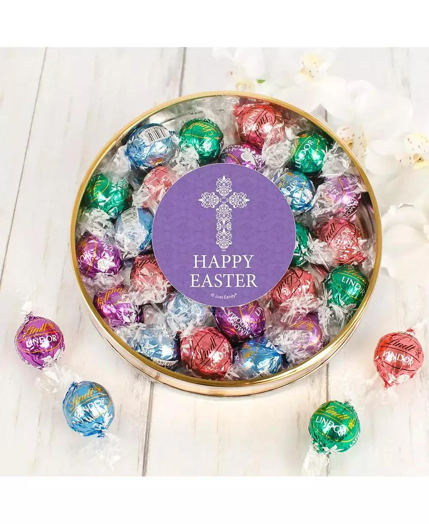 商品Just Candy|Easter Candy Gift Tin with Chocolate Lindor Truffles by Lindt Large Plastic Tin with Sticker, 24 Pieces,价格¥261,第1张图片