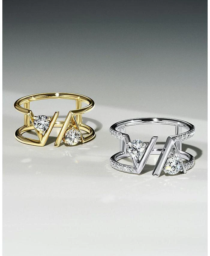 商品VRAI|V Double Row Pavé Band in 14K White Gold, .72ctw Round Brilliant Lab Grown Diamonds,价格¥8180,第3张图片详细描述