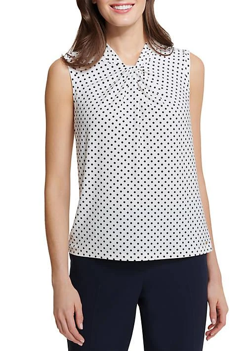 商品Tommy Hilfiger|Hilfiger Sleeveless Polka Dot Knot Neck Top,价格¥443,第1张图片