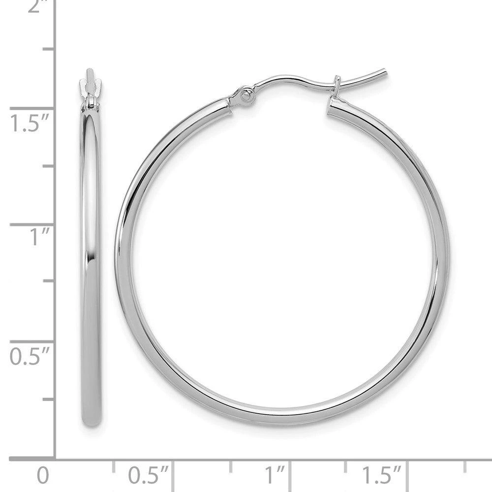 商品Diamond2Deal|14K Gold 2x35mm Round Shape Hoop Earrings,价格¥4928,第5张图片详细描述