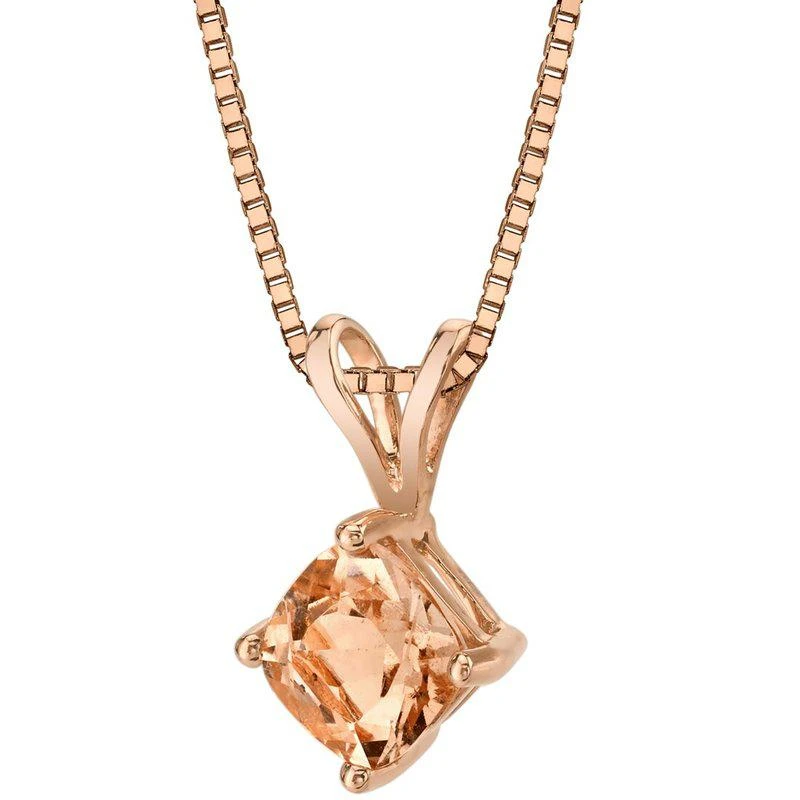 商品Peora|14K Rose Gold Cushion Cut 0.75 Carats Morganite Pendant,价格¥1508,第1张图片