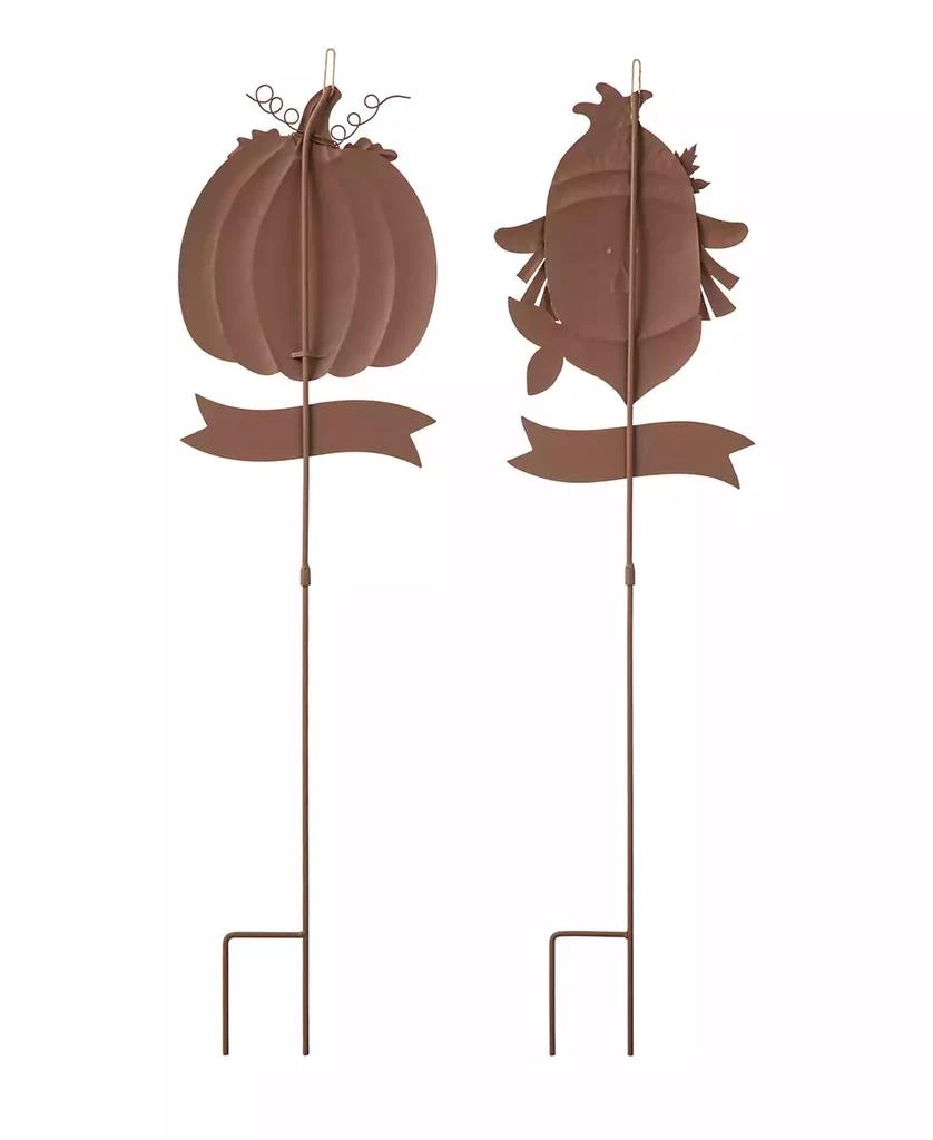 商品Glitzhome|36.25" H Fall Metal Scarecrow Pumpkin Yard Stake, Set of 2,价格¥245,第2张图片详细描述