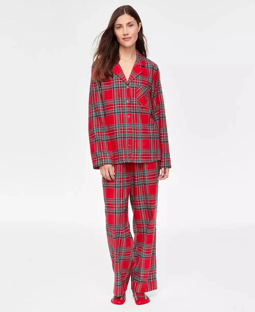 商品Holiday Lane|Women's Brinkley Plaid Notch Collar Matching Family Pajamas Set, Created for Macy's,价格¥136,第1张图片