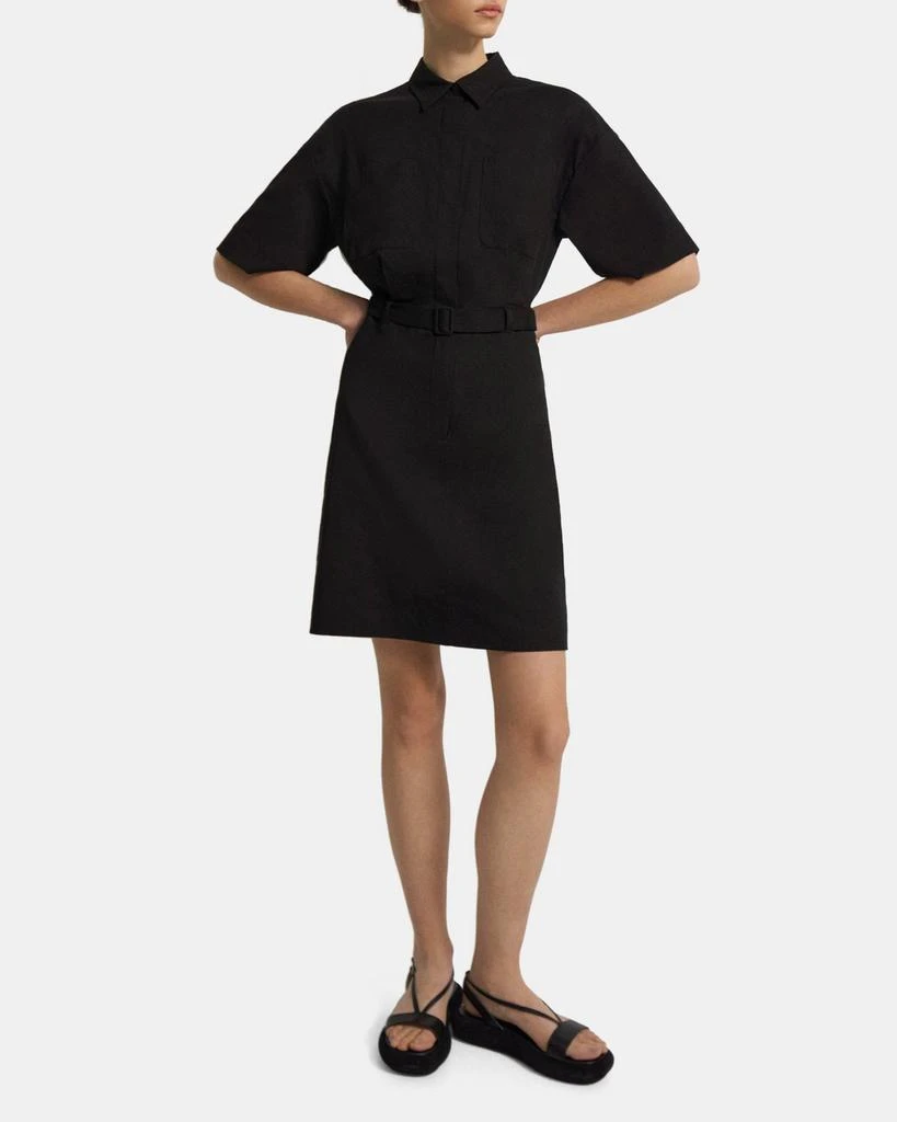 商品Theory|Belted Shirt Dress in Stretch Linen,价格¥828,第1张图片