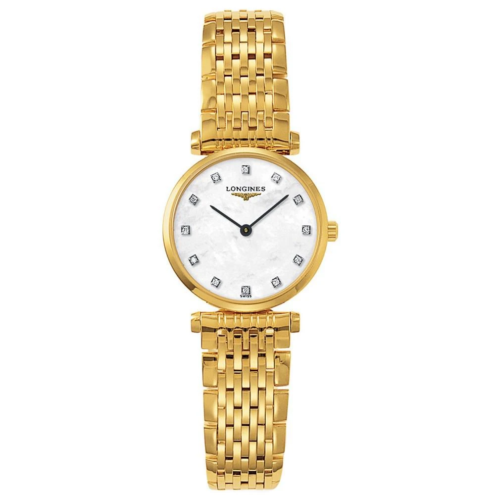 商品Longines|Women's Swiss La Grande Classique Diamond Accent Gold-Tone Stainless Steel Bracelet Watch L42092878,价格¥14052,第1张图片