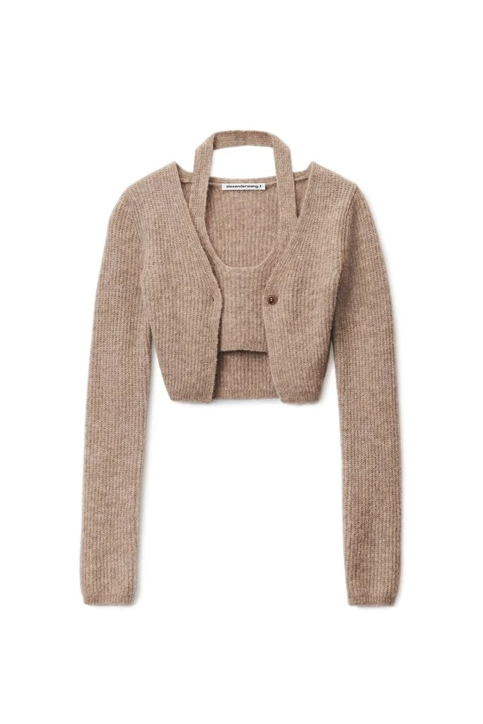 商品Alexander Wang|LONG-SLEEVE TWINSET CARDIGAN IN ALPACA,价格¥2447,第1张图片