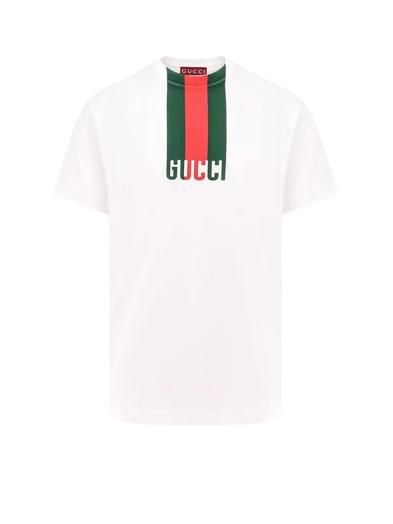 商品Gucci|Cotton T-shirt With Lettering Logo And  Web Band,价格¥3355,第1张图片
