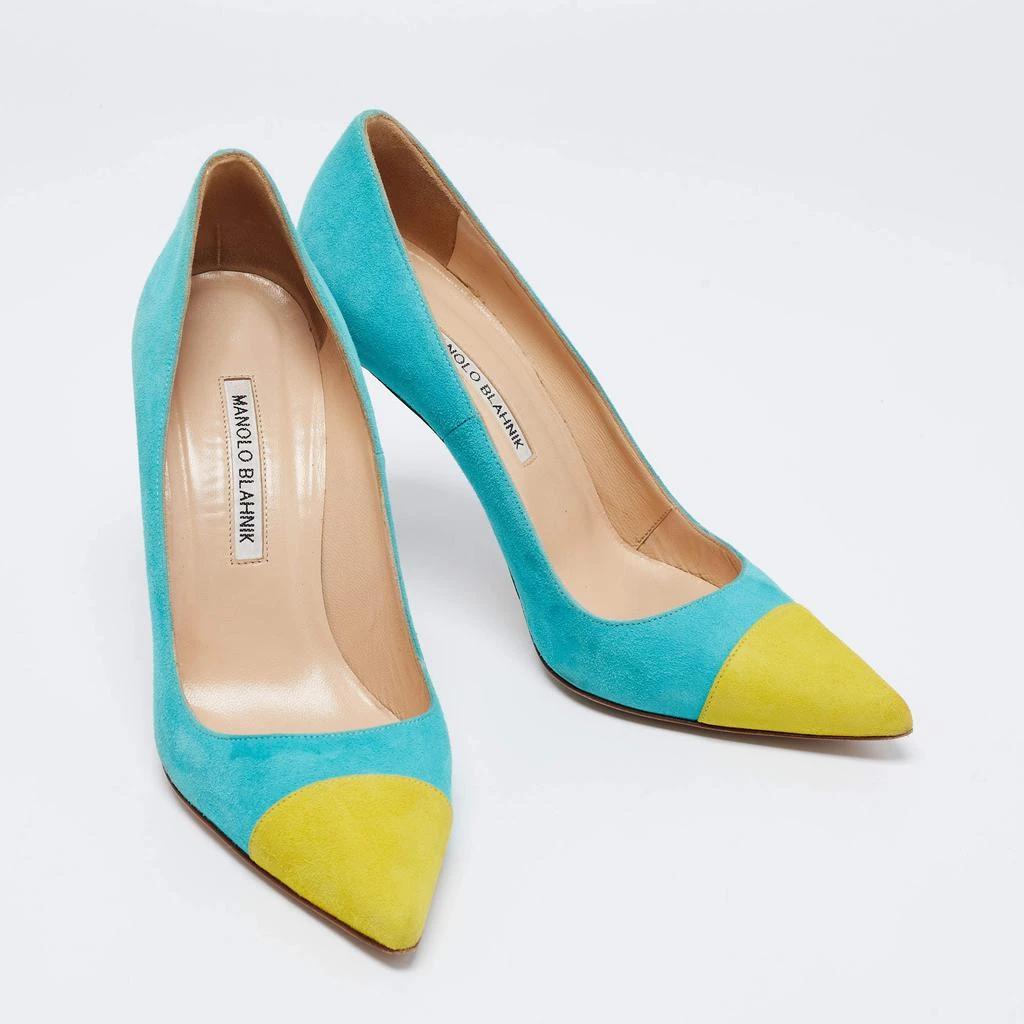 商品[二手商品] Manolo Blahnik|Manolo Blahnik Blue/Green Suede  Bipunta Pointed Toe Pumps Size 38,价格¥968,第4张图片详细描述