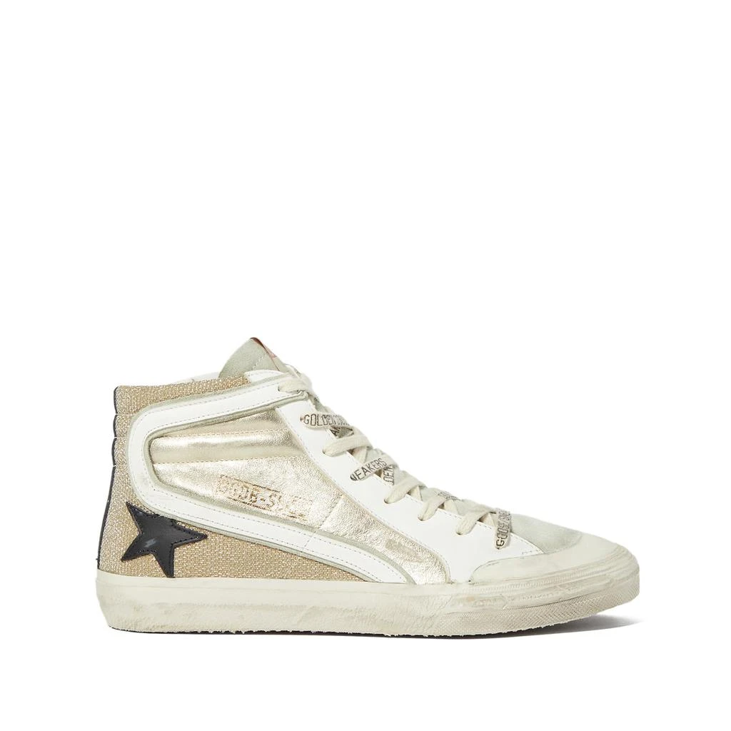 商品Golden Goose|Slide Penstar Matt Laminated and Fine Glitter Upper Suede Toe,价格¥3588,第1张图片