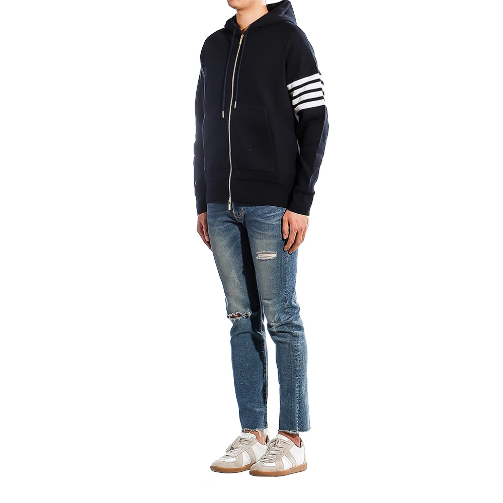 THOM BROWNE 男士海军蓝色臂章拉链连帽衫 MJT204A-06452-415 商品